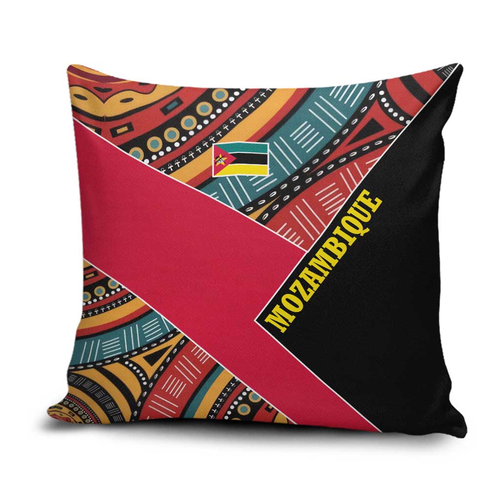 Mozambique Pillow Cover with Red Black Geometric Design and Tribal Pattern - Wonder Print Shop