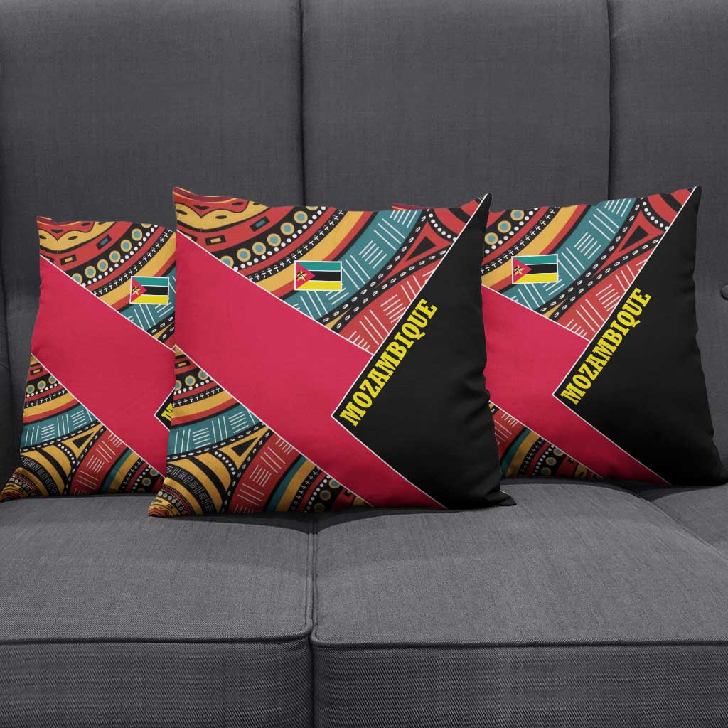 Mozambique Pillow Cover with Red Black Geometric Design and Tribal Pattern - Wonder Print Shop