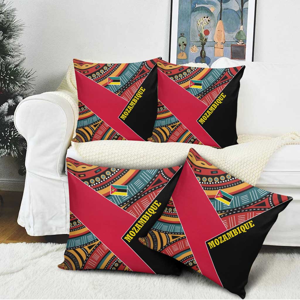 Mozambique Pillow Cover with Red Black Geometric Design and Tribal Pattern - Wonder Print Shop
