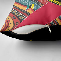 Mozambique Pillow Cover with Red Black Geometric Design and Tribal Pattern - Wonder Print Shop