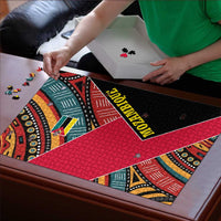 Mozambique Puzzle with Red Black Geometric Design and Tribal Pattern - Wonder Print Shop