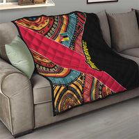Mozambique Quilt with Red Black Geometric Design and Tribal Pattern - Wonder Print Shop