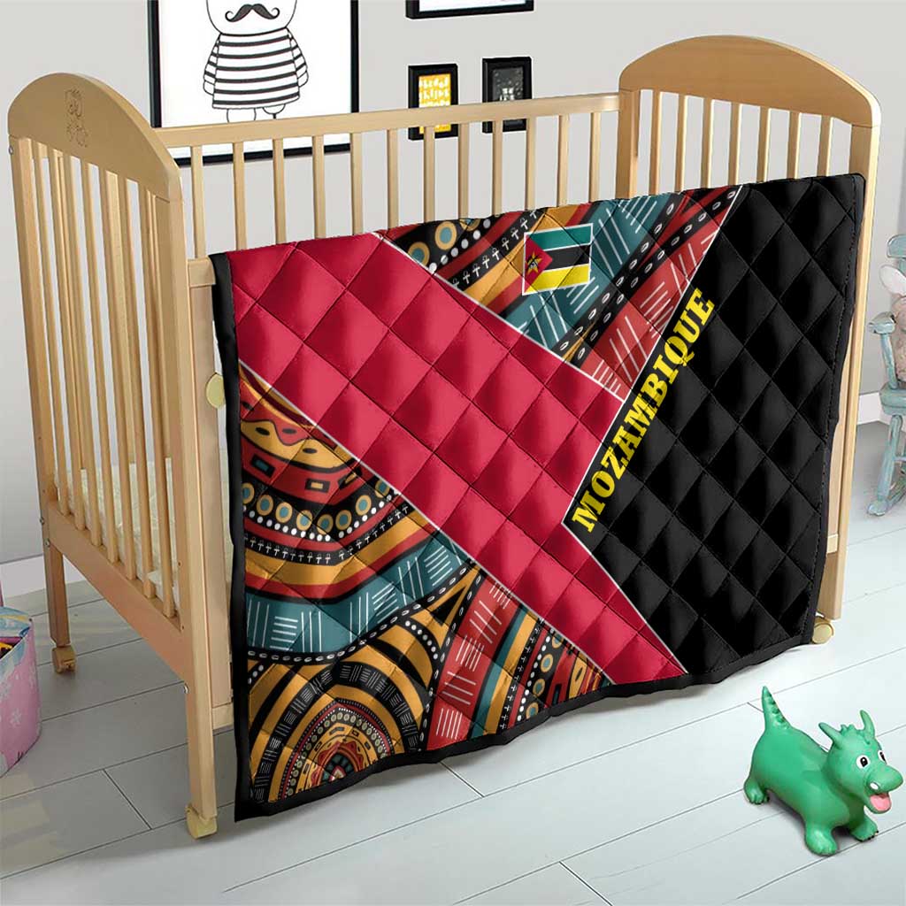Mozambique Quilt with Red Black Geometric Design and Tribal Pattern - Wonder Print Shop