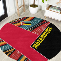 Mozambique Round Carpet with Red Black Geometric Design and Tribal Pattern - Wonder Print Shop