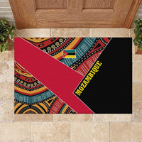 Mozambique Rubber Doormat with Red Black Geometric Design and Tribal Pattern - Wonder Print Shop