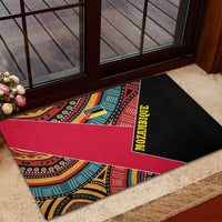 Mozambique Rubber Doormat with Red Black Geometric Design and Tribal Pattern - Wonder Print Shop