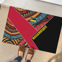 Mozambique Rubber Doormat with Red Black Geometric Design and Tribal Pattern - Wonder Print Shop