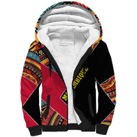 Mozambique Sherpa Hoodie with Red Black Geometric Design and Tribal Pattern - Wonder Print Shop