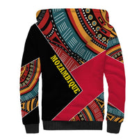 Mozambique Sherpa Hoodie with Red Black Geometric Design and Tribal Pattern - Wonder Print Shop