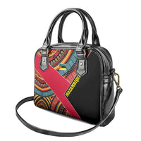 Mozambique Shoulder Handbag with Red Black Geometric Design and Tribal Pattern - Wonder Print Shop