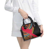 Mozambique Shoulder Handbag with Red Black Geometric Design and Tribal Pattern - Wonder Print Shop