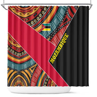 Mozambique Shower Curtain with Red Black Geometric Design and Tribal Pattern - Wonder Print Shop