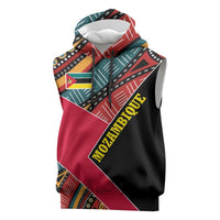 Mozambique Sleeveless Hoodie with Red Black Geometric Design and Tribal Pattern - Wonder Print Shop