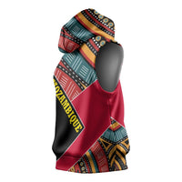 Mozambique Sleeveless Hoodie with Red Black Geometric Design and Tribal Pattern - Wonder Print Shop
