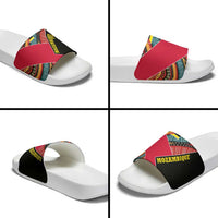 Mozambique Slide Sandals with Red Black Geometric Design and Tribal Pattern - Wonder Print Shop