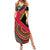 Mozambique Summer Maxi Dress with Red Black Geometric Design and Tribal Pattern - Wonder Print Shop