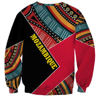 Mozambique Sweatshirt with Red Black Geometric Design and Tribal Pattern - Wonder Print Shop