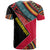 Mozambique T Shirt with Red Black Geometric Design and Tribal Pattern - Wonder Print Shop