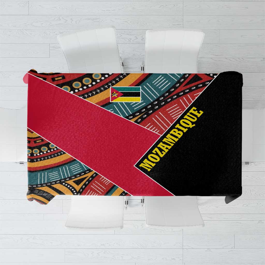 Mozambique Tablecloth with Red Black Geometric Design and Tribal Pattern - Wonder Print Shop