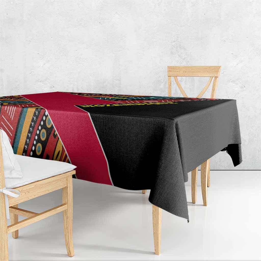 Mozambique Tablecloth with Red Black Geometric Design and Tribal Pattern - Wonder Print Shop