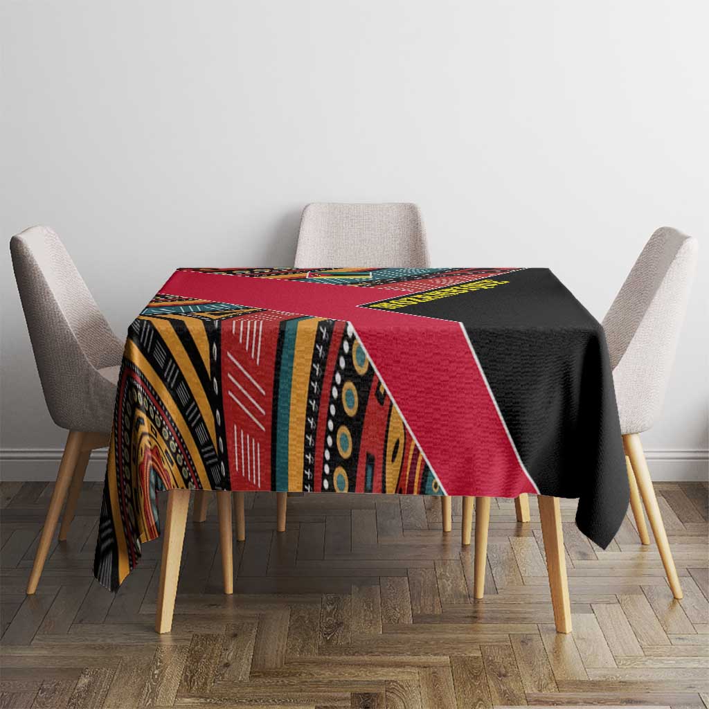 Mozambique Tablecloth with Red Black Geometric Design and Tribal Pattern - Wonder Print Shop