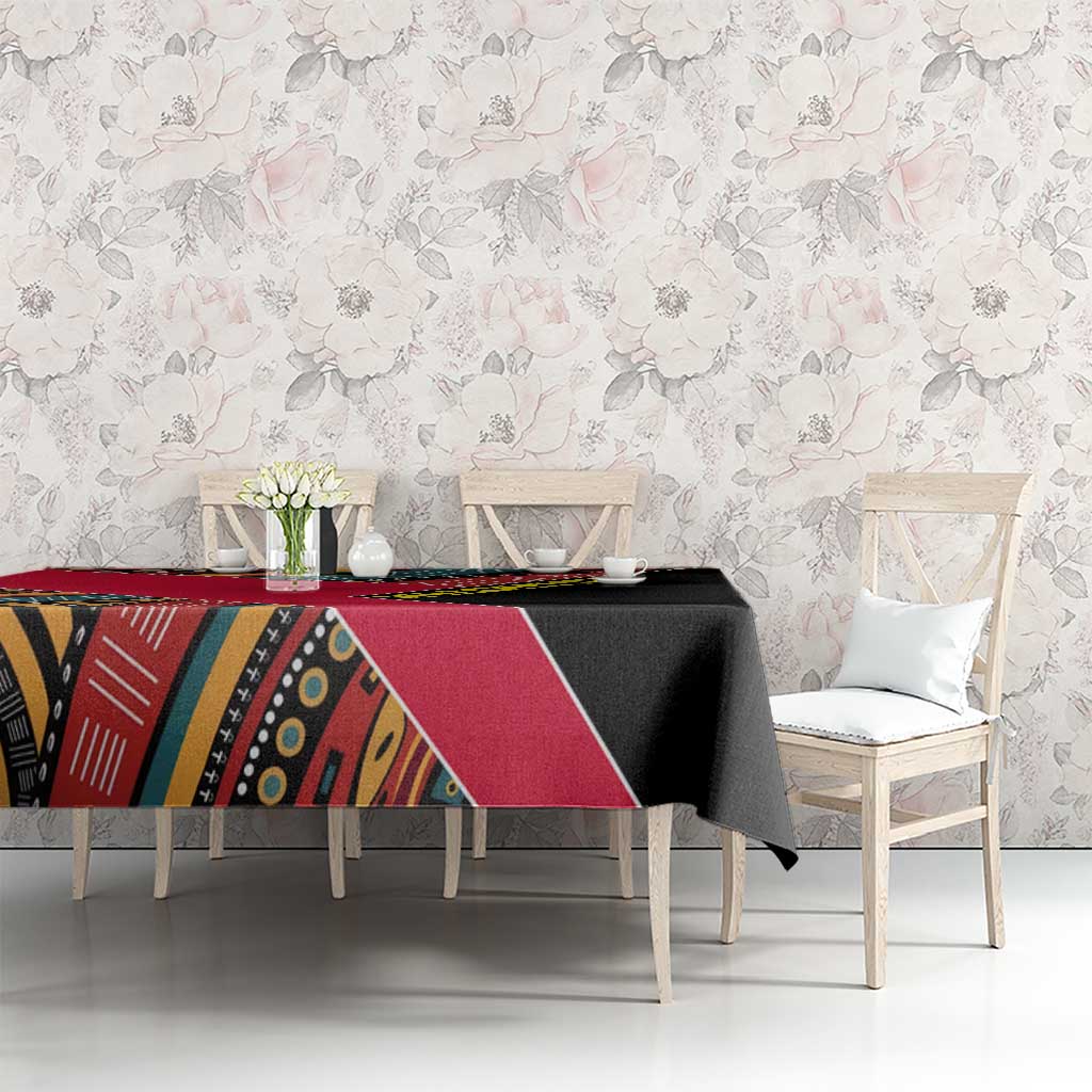 Mozambique Tablecloth with Red Black Geometric Design and Tribal Pattern - Wonder Print Shop