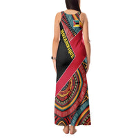 Mozambique Tank Maxi Dress with Red Black Geometric Design and Tribal Pattern - Wonder Print Shop