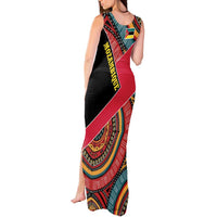 Mozambique Tank Maxi Dress with Red Black Geometric Design and Tribal Pattern - Wonder Print Shop