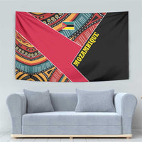 Mozambique Tapestry with Red Black Geometric Design and Tribal Pattern - Wonder Print Shop