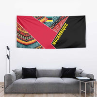 Mozambique Tapestry with Red Black Geometric Design and Tribal Pattern - Wonder Print Shop