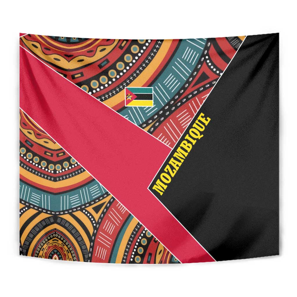Mozambique Tapestry with Red Black Geometric Design and Tribal Pattern - Wonder Print Shop