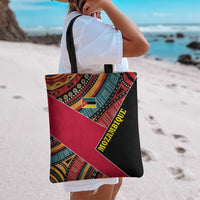 Mozambique Tote Bag with Red Black Geometric Design and Tribal Pattern - Wonder Print Shop