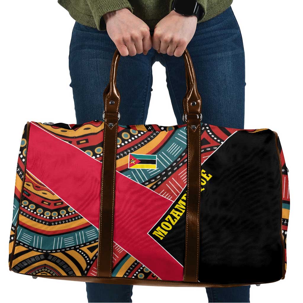 Mozambique Travel Bag with Red Black Geometric Design and Tribal Pattern - Wonder Print Shop