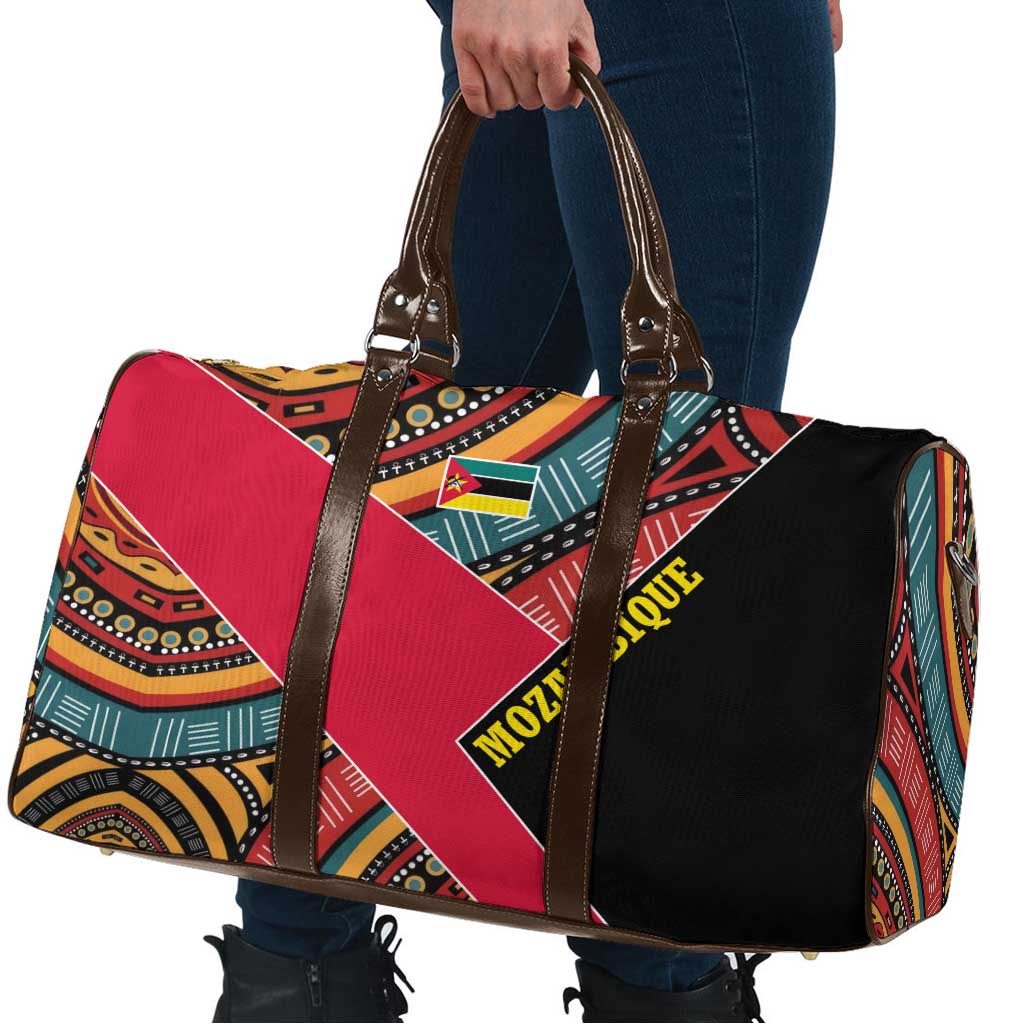 Mozambique Travel Bag with Red Black Geometric Design and Tribal Pattern - Wonder Print Shop