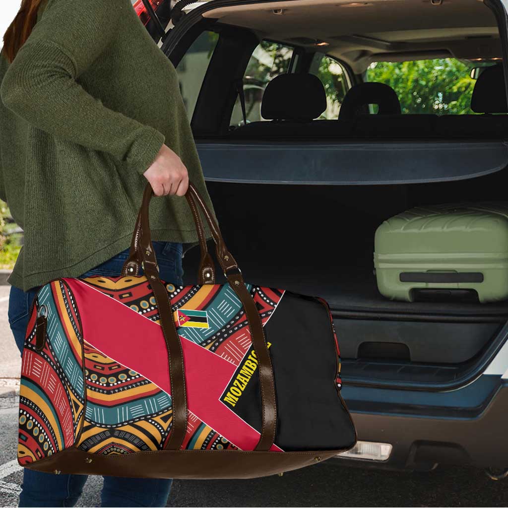 Mozambique Travel Bag with Red Black Geometric Design and Tribal Pattern - Wonder Print Shop