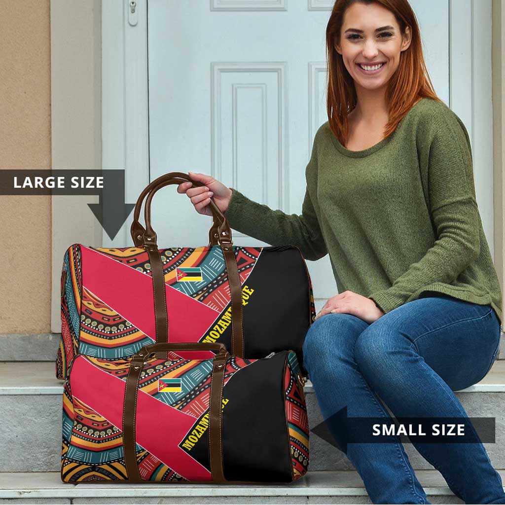 Mozambique Travel Bag with Red Black Geometric Design and Tribal Pattern - Wonder Print Shop