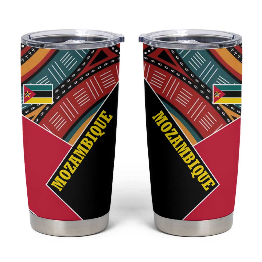 Mozambique Tumbler Cup with Red Black Geometric Design and Tribal Pattern - Wonder Print Shop