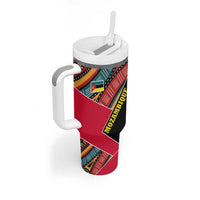 Mozambique Tumbler With Handle with Red Black Geometric Design and Tribal Pattern - Wonder Print Shop