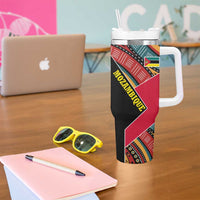 Mozambique Tumbler With Handle with Red Black Geometric Design and Tribal Pattern - Wonder Print Shop