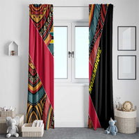 Mozambique Window Curtain with Red Black Geometric Design and Tribal Pattern - Wonder Print Shop