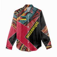 Mozambique Women Casual Shirt with Red Black Geometric Design and Tribal Pattern - Wonder Print Shop