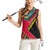 Mozambique Women Sleeveless Polo Shirt with Red Black Geometric Design and Tribal Pattern - Wonder Print Shop