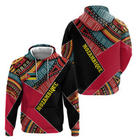 Mozambique Zip Hoodie with Red Black Geometric Design and Tribal Pattern - Wonder Print Shop