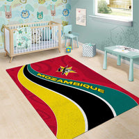 Mozambique Area Rug with Red Yellow Green Wave Design and National Emblem - Wonder Print Shop