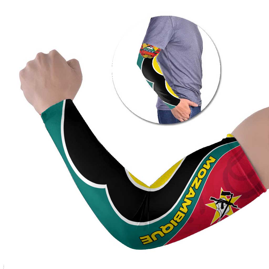 Mozambique Arm Sleeves with Red Yellow Green Wave Design and National Emblem - Wonder Print Shop