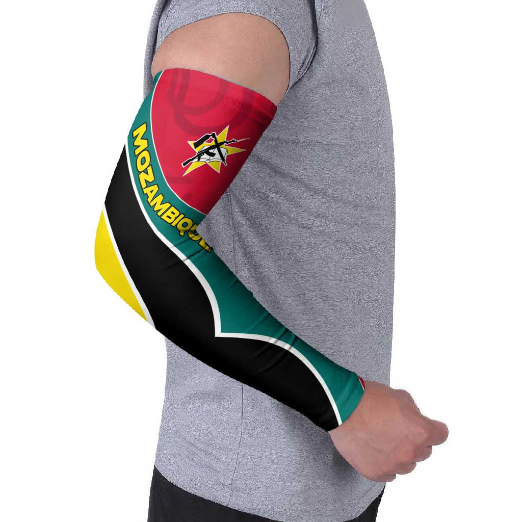 Mozambique Arm Sleeves with Red Yellow Green Wave Design and National Emblem - Wonder Print Shop