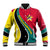 Mozambique Baseball Jacket with Red Yellow Green Wave Design and National Emblem - Wonder Print Shop