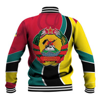Mozambique Baseball Jacket with Red Yellow Green Wave Design and National Emblem - Wonder Print Shop