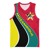 Mozambique Basketball Jersey with Red Yellow Green Wave Design and National Emblem - Wonder Print Shop