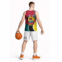 Mozambique Basketball Jersey with Red Yellow Green Wave Design and National Emblem - Wonder Print Shop